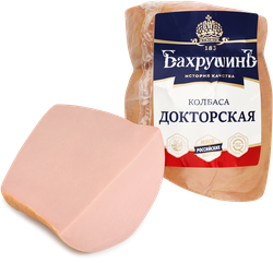 Колбаса вареная БАХРУШИНЪ Докторская, весовая, картинка