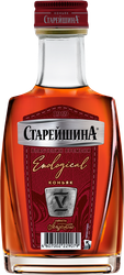 Коньяк СТАРЕЙШИНА Travel 5 лет 40%, 0.1л, крупный план