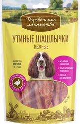 Лакомство для взрослых собак ДЕРЕВЕНСКИЕ ЛАКОМСТВА Утиные шашлычки нежные, 90г, детальное фото