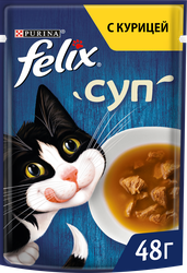 Корм влажный для взрослых кошек FELIX Суп с курицей, 48г, вид