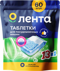 Таблетки для посудомоечной машины ЛЕНТА в водорастворимой оболочке, 60шт, фотография