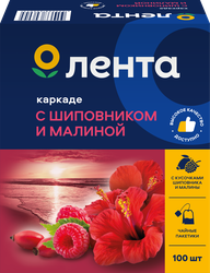 Чайный напиток ЛЕНТА на основе каркадэ с малиной и шиповником, 100пак, фото