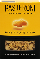 Макароны PASTERONI Pipe Rigate №126 группа А высший сорт, 400г, крупный план