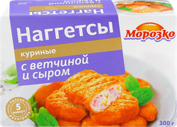 Наггетсы куриные МОРОЗКО с ветчиной и сыром, 300г, картинка