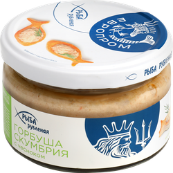 Горбуша-скумбрия ЕВРОПРОМ с чесноком рубленая, 180г, вид