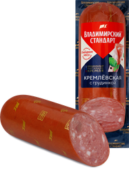 Колбаса полукопченая ВЛАДИМИРСКИЙ СТАНДАРТ Кремлевская с грудинкой, 350г, вид