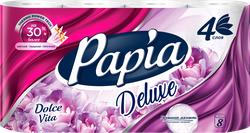 Бумага туалетная PAPIA Deluxe Dolce Vita 4-слоя, ароматизированная, 8шт, фотография