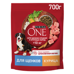 Корм сухой для щенков PURINA ONE для средних и крупных пород, с курицей и рисом, 700г, детальное фото