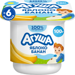 Творог детский АГУША Яблоко, банан фруктовый 3,9%, с 6 месяцев, без змж, 100г, изображение