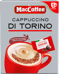 Напиток кофейный растворимый MACCOFFEE Cappuccino di Torino с шоколадной крошкой, 5пак, крупный план