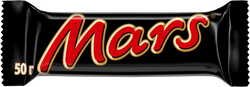Батончик шоколадный MARS с нугой и карамелью, 50г, крупный план