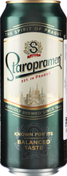 Пиво светлое STAROPRAMEN Premium фильтрованное пастеризованное 5%, 0.5л, крупный план