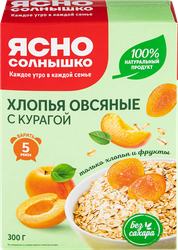 Хлопья овсяные ЯСНО СОЛНЫШКО с курагой, 300г, детальное фото