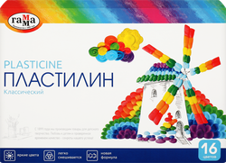 Пластилин ГАММА Классический, 16 цветов, Арт. 281034, 320г, фотография