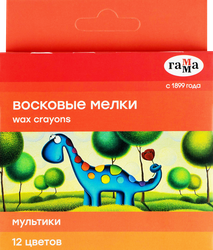 Мелки восковые ГАММА Мультики 12 цветов круглые Арт. 2131018_01_29, фото