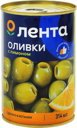 Оливки с лимоном ЛЕНТА зеленые, 314мл, вид