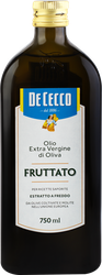 Масло оливковое DE CECCO Fruttato нерафинированное высшего качества, 750мл, крупный план