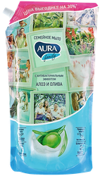 Ж/мыло AURA Family Олива и сок Алоэ с антибакт. Эффектом, крупный план