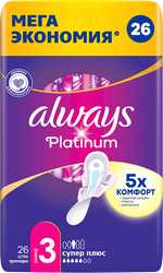Прокладки ALWAYS Platinum Супер Плюс с крылышками, 26шт, детальное фото
