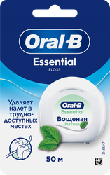 Зубная нить ORAL-B Essential Floss вощеная мятная, 50м, изображение