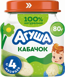 Пюре овощное детское АГУША Кабачок, с 4 месяцев, 80г, крупный план