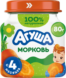 Пюре овощное детское АГУША Морковь, с 4 месяцев, 80г, вид