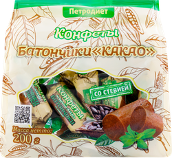 Конфеты ЗДОРОВЫЕ СЛАДОСТИ батончики Какао со стевией, 200г, вид