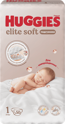 Подгузники HUGGIES Elite Soft 1 3–5кг, 50шт, крупный план