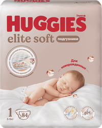 Подгузники HUGGIES Elite Soft 1 3–5кг, 84шт, фотография