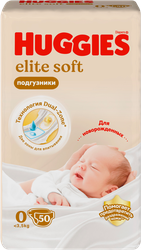 Подгузники HUGGIES Elite Soft 0 до 3,5кг, 50шт, картинка