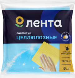 Салфетки ЛЕНТА целлюлозные 15x15см Арт. 74648, 5шт, фотография