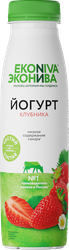 Йогурт питьевой ЭКОНИВА Клубника 2,5%, без змж, 300г, крупный план