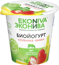 Биойогурт ЭКОНИВА Клубника, банан 2,8%, без змж, 125г, вид