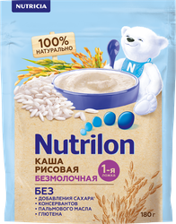 Каша рисовая NUTRILON безмолочная, с 4 месяцев, 180г, картинка