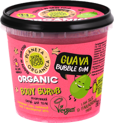 Скраб для тела PLANETA ORGANICA Skin Super Food Guava bubble gum полирующий, 485г, крупный план