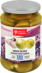 Оливки с чесноком DOLCE ALBERO зеленые, 350г, картинка