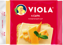 Сыр плавленый VIOLA Четыре сыра, ломтики, без змж, 140г, крупный план