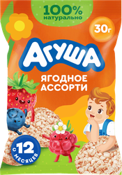 Хлебцы рисовые детские АГУША Полезный перекус Ягодное ассорти, с 12 месяцев, 30г, фотография