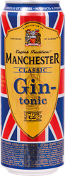 Напиток слабоалкогольный MANCHESTER Джин-тоник классический, 7,2%, ж/б, 0.45л, картинка