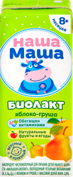 Биолакт для детей НАША МАША Малышок-Биолакт Яблоко, груша 2,8%, без змж, 200г, фотография