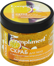 Скраб для тела COMPLIMENT Double Beauty с экстрактом маракуйи и лилавади, 400мл, детальное фото