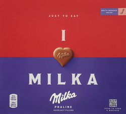 Конфеты MILKA I Love Milka Hazelnut с ореховой начинкой, 110г, изображение