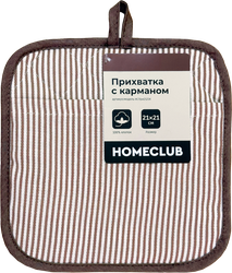 Прихватка HOMECLUB Полоса 21х21см с карманом, бежевая, Арт. НСПри2121К, картинка