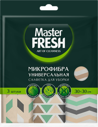 Салфетки для уборки MASTER FRESH универсальные 30x30см, с принтом, 3шт, детальное фото