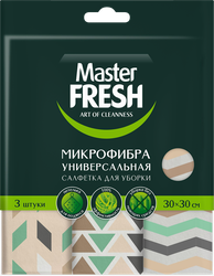 Салфетки для уборки MASTER FRESH универсальные 30x30см, с принтом, 3шт, детальное фото