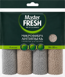 Салфетки для уборки MASTER FRESH антипыль (плюш) 30x30см, 4шт, вид