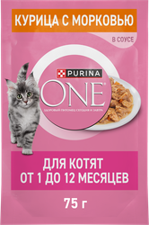 Корм влажный для котят PURINA ONE Курица и морковь, 75г, фото