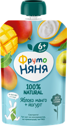 Пюре фруктово-йогуртное ФРУТОНЯНЯ Яблоко, манго, с йогуртом, с 6 месяцев, 90г, детальное фото