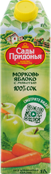 Сок САДЫ ПРИДОНЬЯ Морковь, яблоко с мякотью восстановленный, 1л, изображение