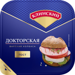 Колбаса вареная КЛИНСКИЙ Докторская, нарезка, 190г, крупный план